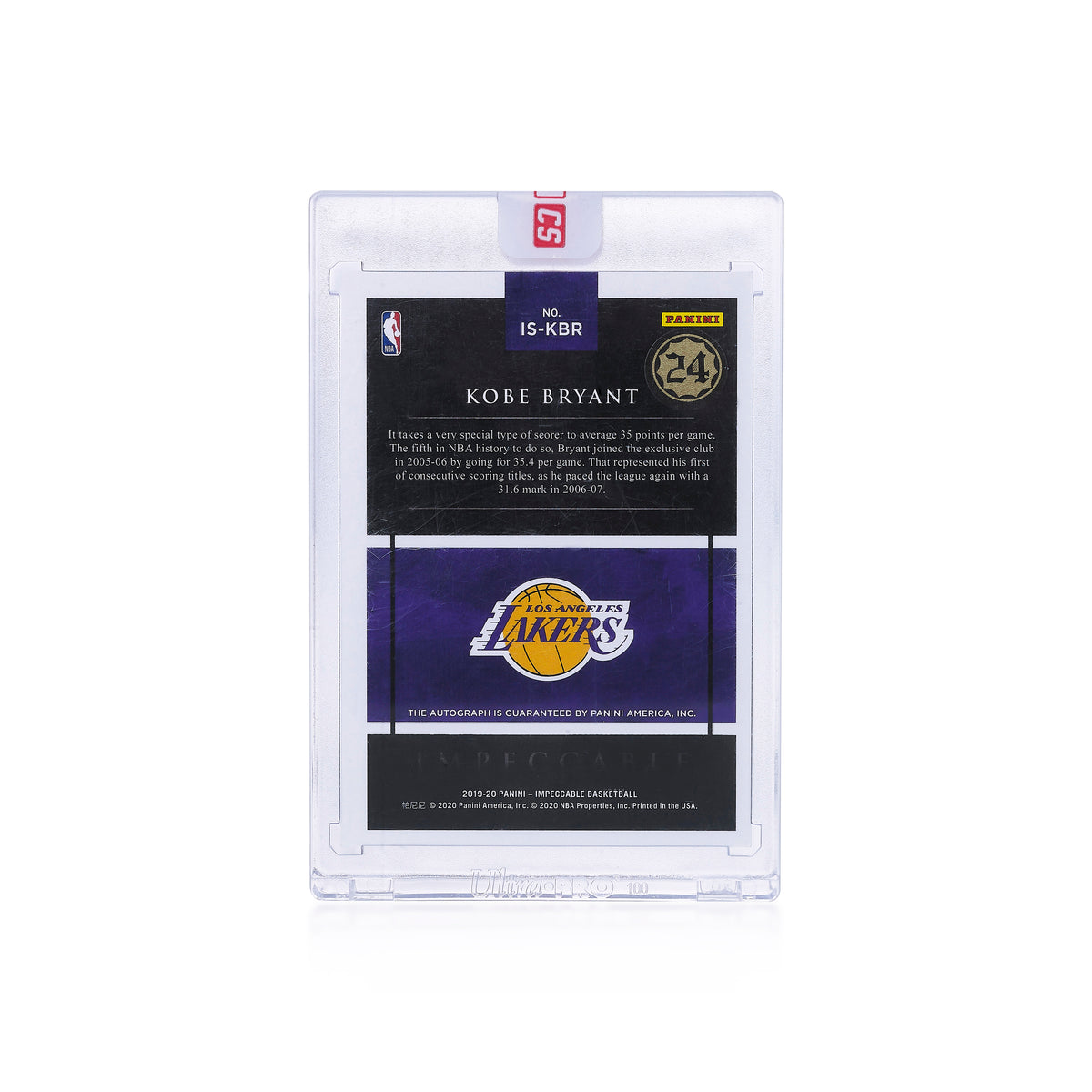 2018-19 Panini Impeccable Shots Signatures Kobe Bryant 5/10