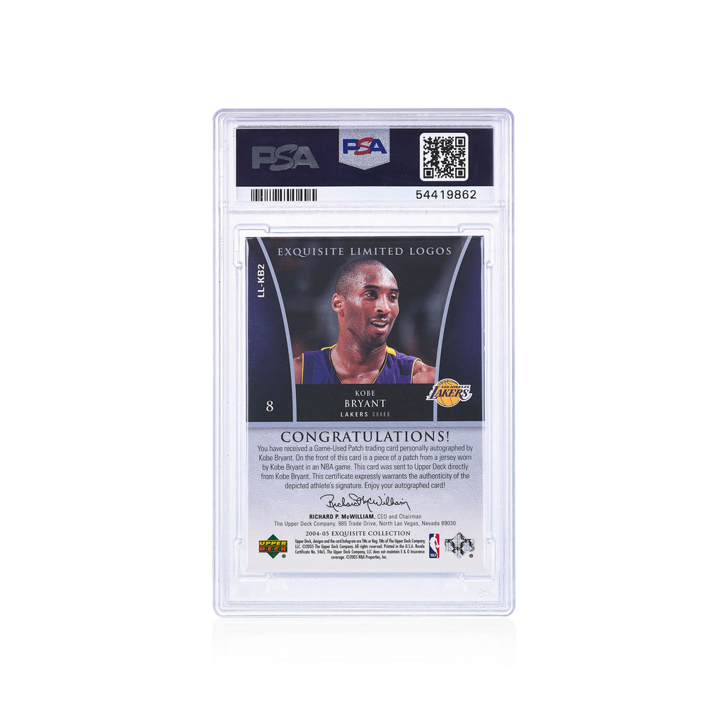 2004 Upper Deck Exquisite Collection Limited Logos Autograph Material Kobe Bryant 14/50