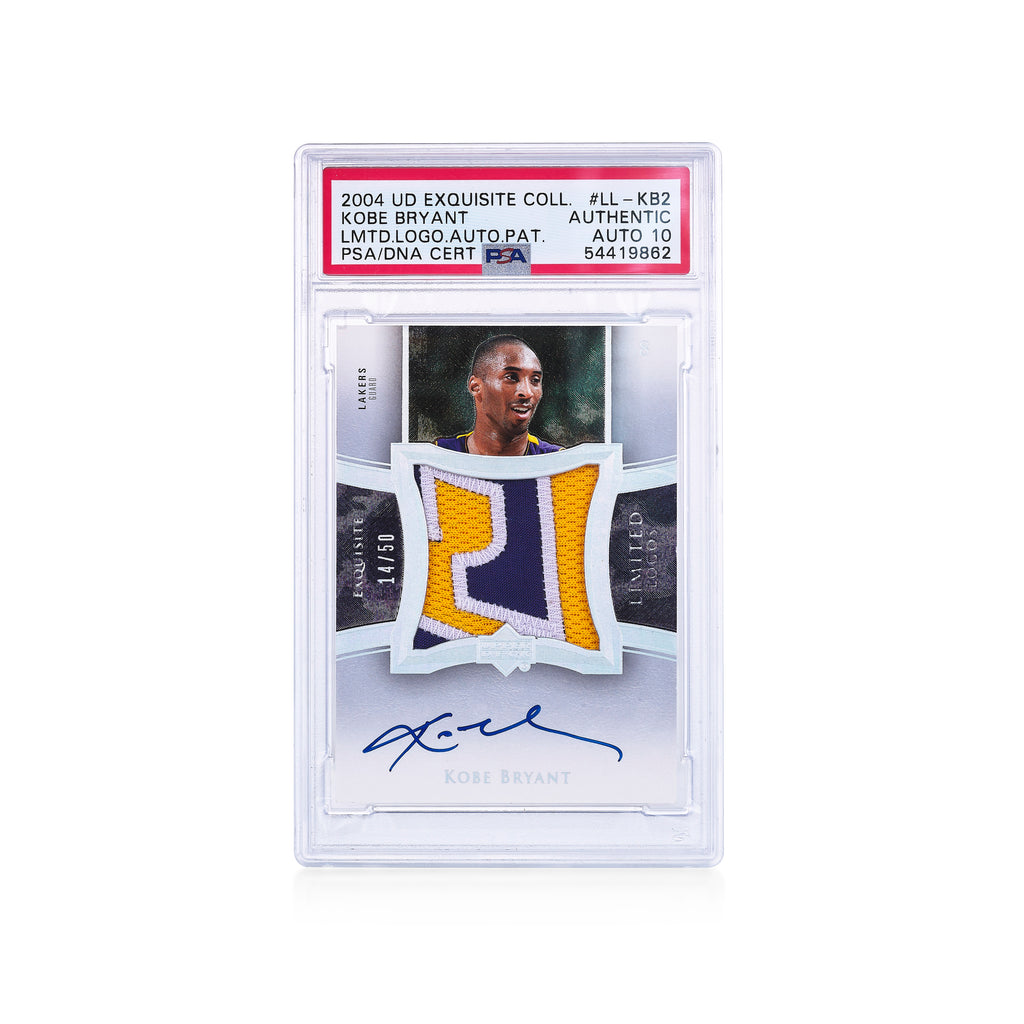 2004 Upper Deck Exquisite Collection Limited Logos Autograph Material Kobe Bryant 14/50