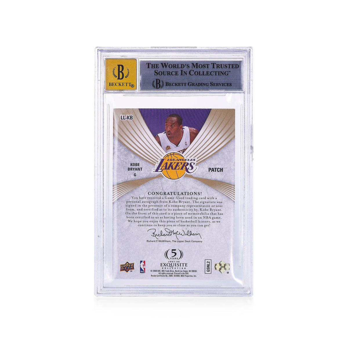 2007-08 Upper Deck Exquisite Collection Limited Logos Autograph Material Kobe Bryant 2/50
