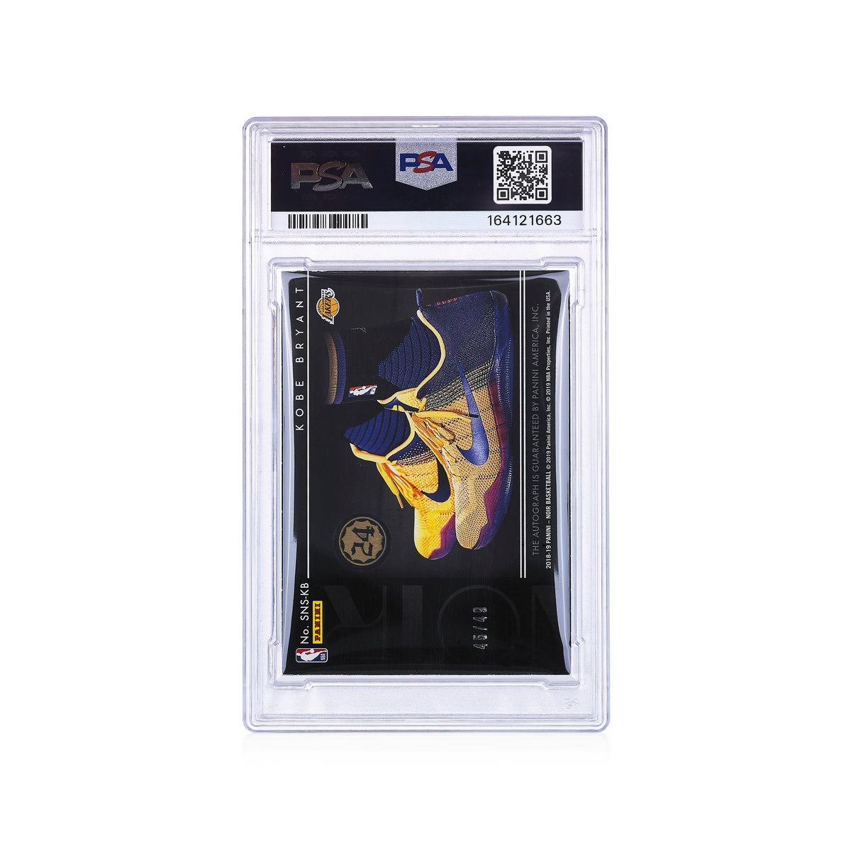 2018-19 Panini Noir Sneaker Spotlight Kobe Bryant 45/49