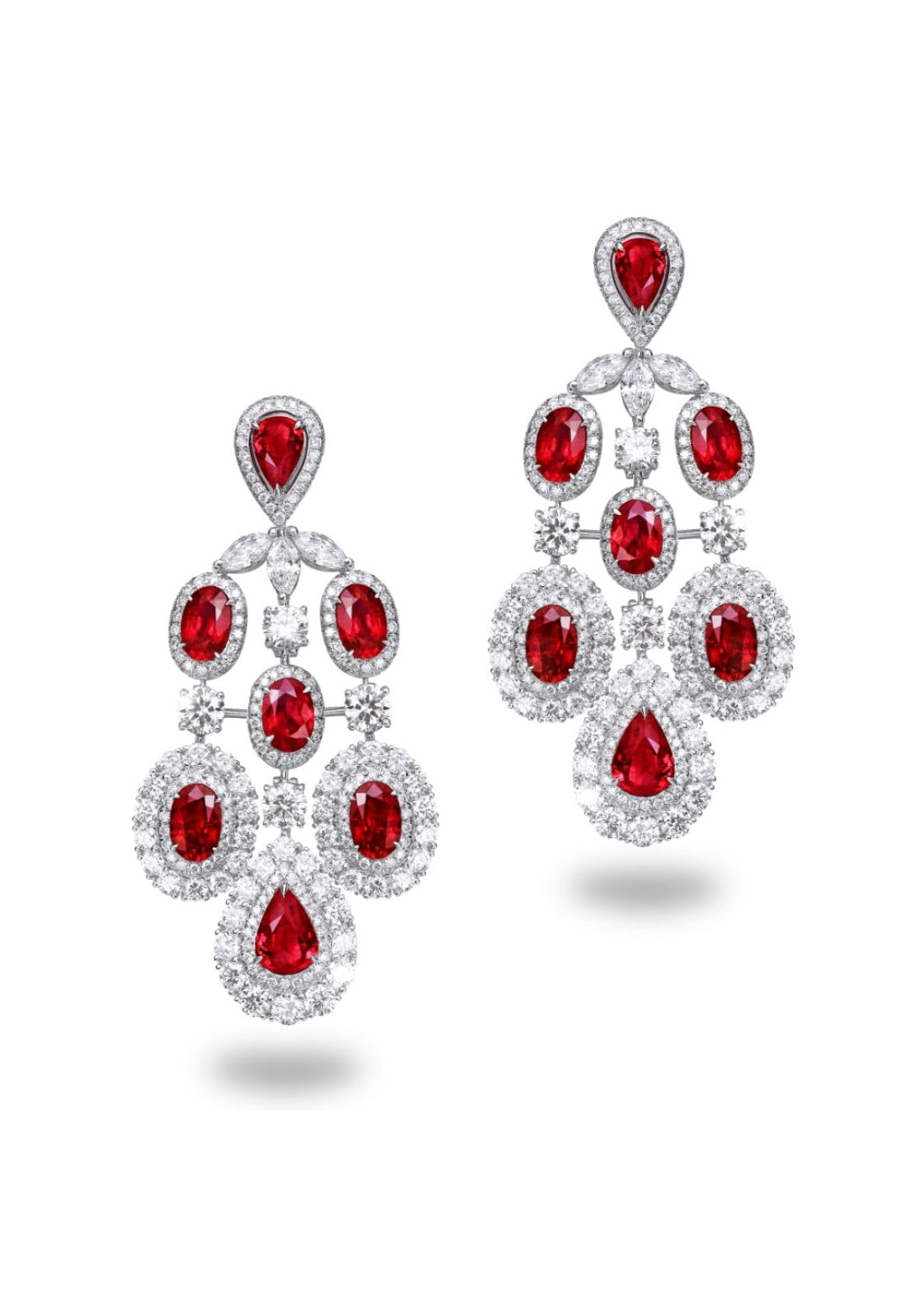 9.8 Carat Ruby and Diamond Earrings