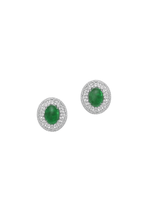 11.3 Carat Emerald and Diamond Earrings